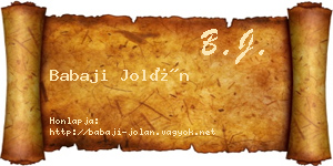 Babaji Jolán névjegykártya